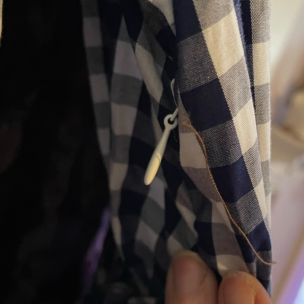 NWT Tahari Navy & White Gingham Long Sleeve Shirt Dress - Picture 5 of 15